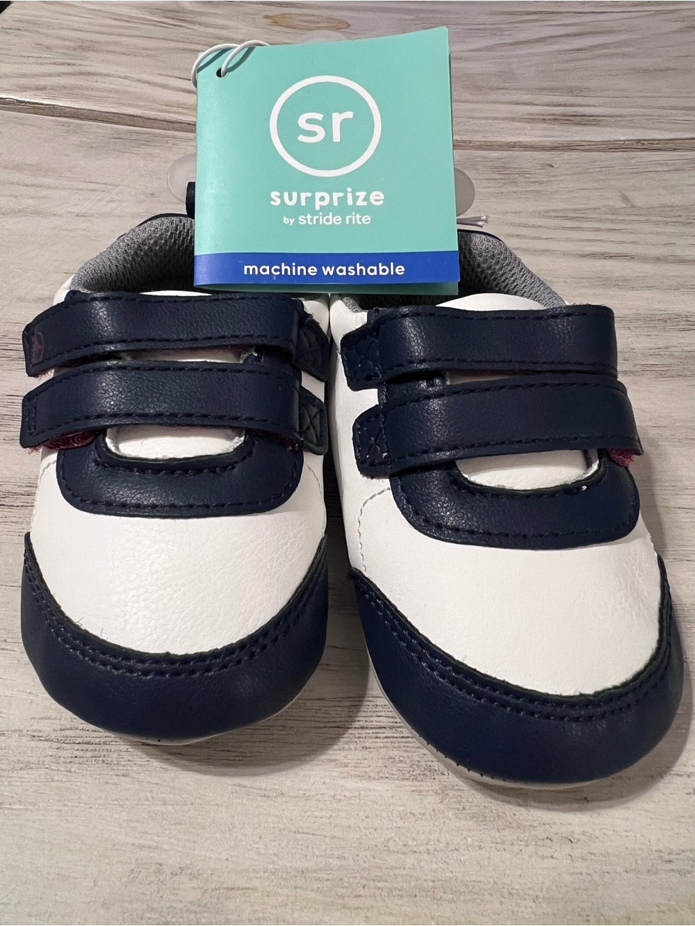Surprize by Stride Rite Baby Sneakers 12-18M Navy White NWT Washable
